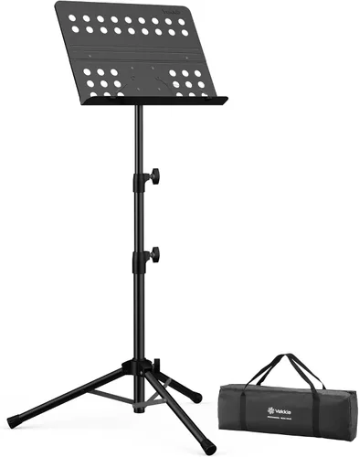 Vekkia Atril para Partituras - Atril de Música Profesional Portátil de Metal Perforado con Bolsa de Transporte, Soporte de Música Plegable