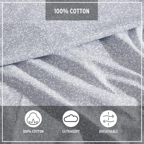 Miniatura 5 de Eddie Bauer - Juego de ropa de cama de percal de algodón, decoración para el hogar, fresca y transpirable, sábanas de tamaño King (flores pequeñas)