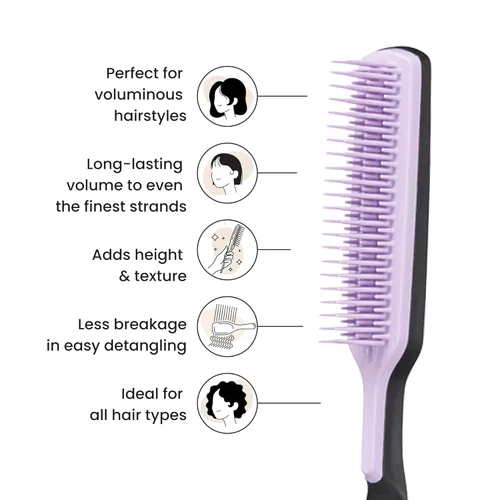 Miniatura 4 de Tangle Teezer El peine voluminizador definitivo, peine con dientes de dos niveles para volumen y textura, y todo tipo de cabello, lila y negro