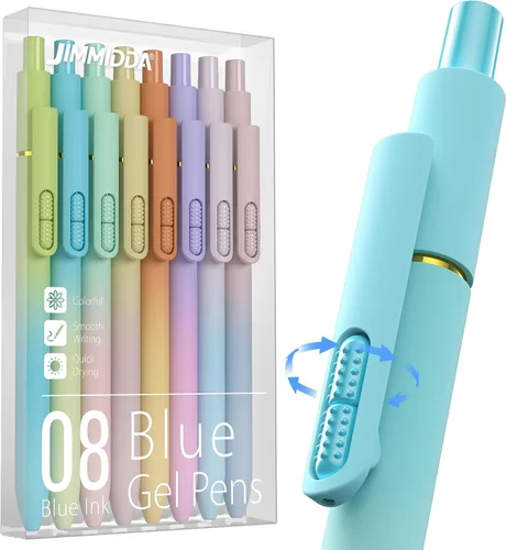 Miniatura 12 de Paquete de 8 bolígrafos de gel negro, punta media de 0.028 in, bolígrafos de tinta retráctiles de secado rápido para escritura suave, suministros