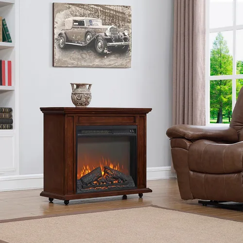 Miniatura 9 de Inserto de chimenea eléctrica de 23 pulgadas, calentador ultrafino con juego de troncos y llama realista, protección contra sobrecalentamiento