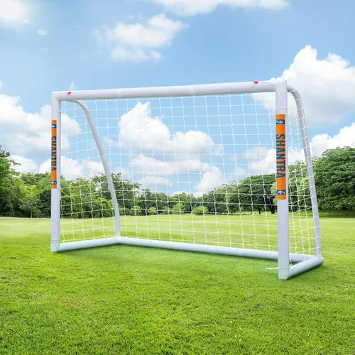 SHANTRA Portería de fútbol de 12 x 6/10 x 6.5/8 x 5/6 x 4 pies para patio trasero, redes de fútbol de tamaño completo para niños y adultos, portería