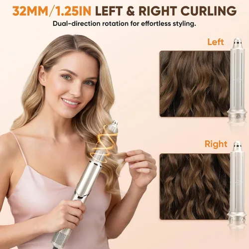 Miniatura 8 de Cepillo secador de pelo 8 en 1 con rizador de envoltura automática, rizador de 1.25 pulgadas, secado rápido, plegable, 110,000 rpm, para mujeres