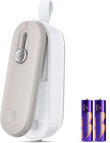 FEPPO Mini sellador de bolsas, sellador de bolsas con cortador, sellador térmico 2 en 1, sellador de chips portátil, sellador de alimentos de mano,