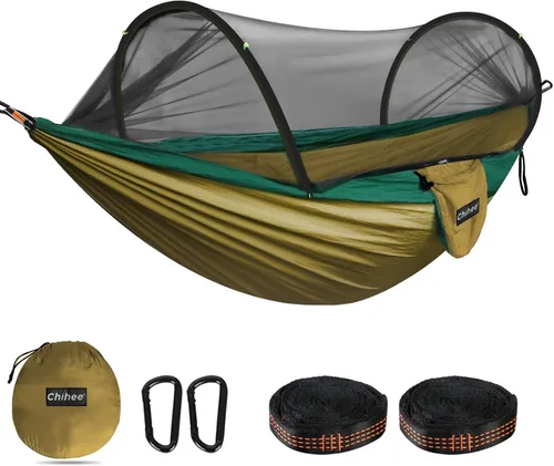 Miniatura 11 de Chihee - Hamaca ultraligera de camping para viajes, con red emergente, capacidad de carga de 299 kg, de nailon paracaídas transpirable y de secado