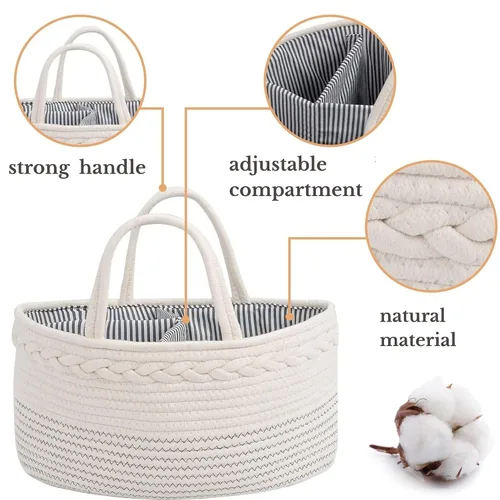 Miniatura 5 de Organizador de pañales de bebé pequeño de lujo – Cubo de almacenamiento para niños y niñas – Bolsa grande y organizador de vehículo con inserciones
