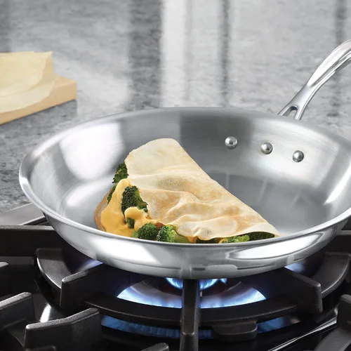 Miniatura 2 de Calphalon sartén para omelette de acero inoxidable con triple remache, de 8 pulgadas, Sartenes para omelette, 10" (25.4 cm)