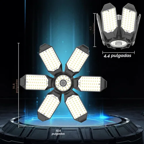 Miniatura 8 de Luces LED de garaje, paquete de 6 luces LED de techo superbrillantes de 200 W, base E26/E27, 6500 K, 22000 lúmenes, luz de garaje deformable ideal