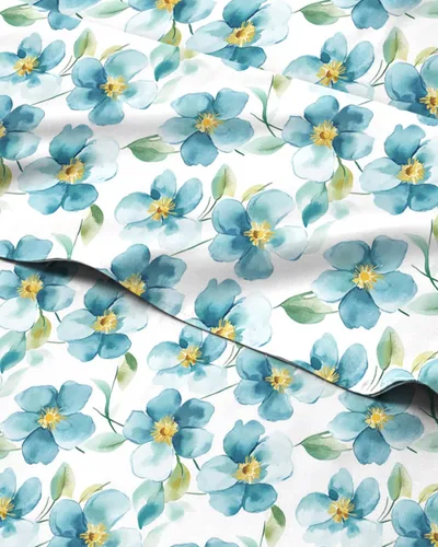 Miniatura 21 de Sábanas con patrón de puntos azules, 1 sábana encimera, 1 sábana bajera y 1 funda de almohada con bolsillos profundos, ropa de cama con estampado