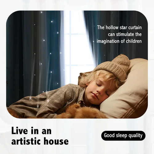 Miniatura 3 de Cortinas opacas con estrellas de Anytime para habitaciones de niñas, cortina de princesa para habitación de hija, ventana de dormitorio