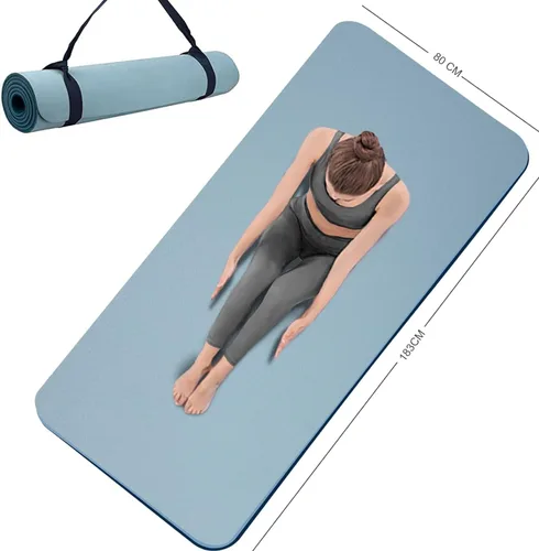 Esterilla de yoga de doble cara antideslizante, 1,83 m x 81 cm x 7 mm - Esterilla de yoga extra ancha y gruesa para mujeres, hombres y niños,