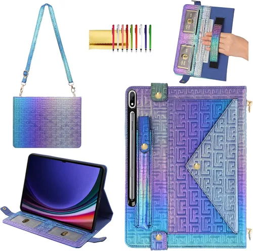 Miniatura 43 de Bolso Funda para Samsung Galaxy Tab S10 FE/S9 FE 10.9"/S9/S8/S7 11", Techcircle Folio con Soporte Cruzado, Billetera con Ranura para Lápiz S Pen