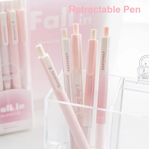 Miniatura 4 de Doraking 5 bolígrafos de gel de tinta negra, 0.38 mm/0.5 mm, punta suave, suministros de oficina para mujeres y hombres, para tomar notas (rosa)