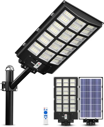 Miniatura 12 de Ofuray Of-9800W Luces solares de calle para exteriores, luces solares de seguridad con control remoto para estacionamiento, 6500K, impermeables