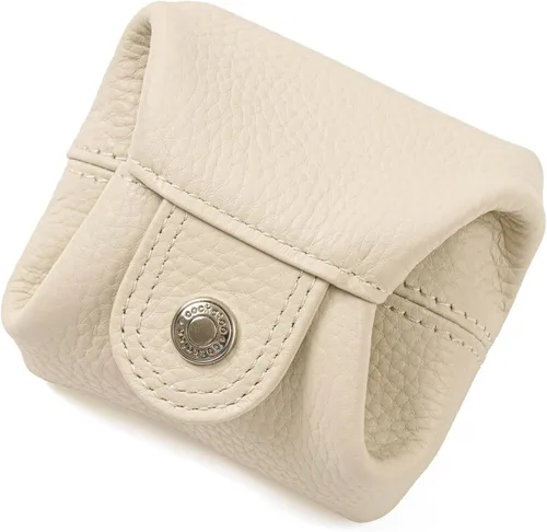 Miniatura 88 de Cockatoo Monedero de cuero genuino para cambio, mini billetera con bolsillo a presión para hombres y mujeres, Rojo (Aurora Red), Casual
