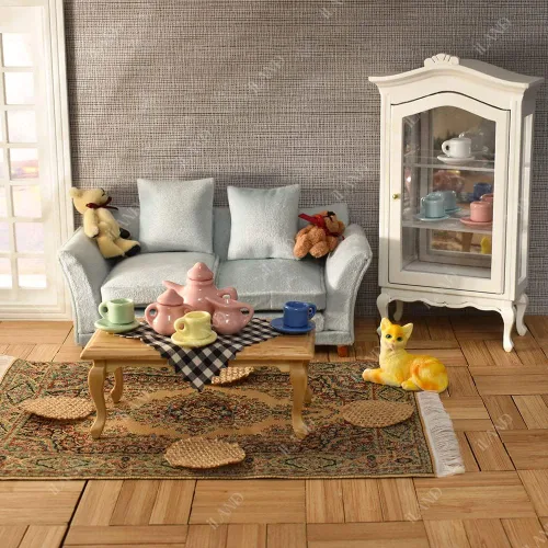 Miniatura 2 de iLAND Pisos barnizados para casas de muñecas en escala 1:12, tablas de piso de casa de muñecas de bambú (rectangular 96pcs)
