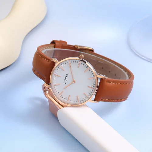 Miniatura 4 de BUREI Reloj de malla de acero inoxidable dorado para mujer, analógico, de cuarzo, impermeable, delicado reloj de pulsera para mujer, regalos