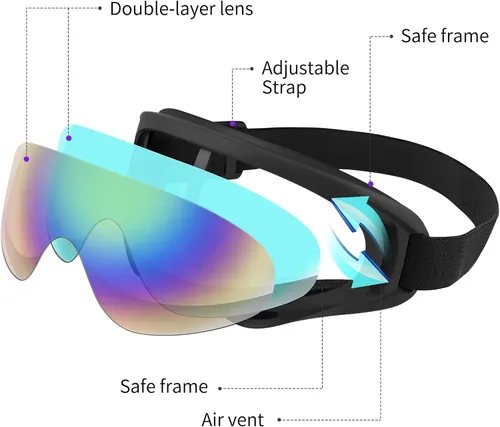 Miniatura 9 de Gafas de motocross ATV con resistencia al impacto, diadema ajustable para esquí, nieve y motocross Caqui