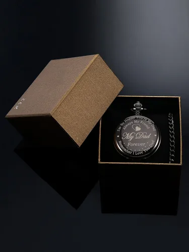 Miniatura 7 de Reloj de bolsillo con grabado de regalo para papá padre con delicada caja, regalo de Navidad, cumpleaños, día del padre de hija hijo niño