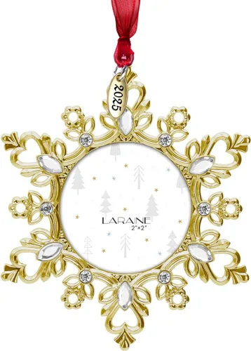 Miniatura 12 de Adornos de árbol de Navidad Laraine – Juego de 3 piezas colgantes decorativos, regalo de recuerdo navideño 2025, colgante con inserto de marco