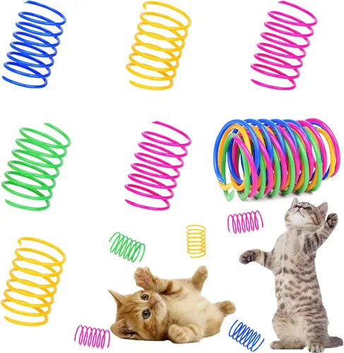 ISMARTEN Juguetes de primavera para gatos, paquete de 60 unidades, coloridos resortes para gatos, juguete interactivo para gatos, resortes