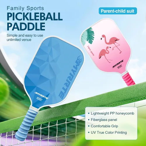 Miniatura 2 de Juego de 2 palas de pickleball de fibra de vidrio, con núcleo de panal ligero, control inigualable