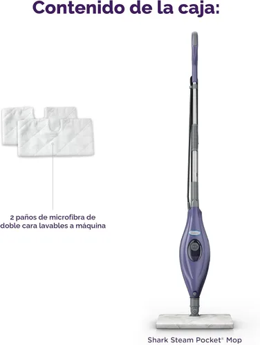 Miniatura 10 de Shark Mopa de vapor con 2 almohadillas lavables de doble cara, desinfectante de vapor, dirección giratoria, ligera, limpiador de vapor para suelos