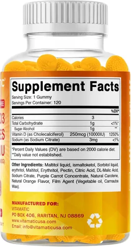 Miniatura 8 de Vitamatic Gomitas de Vitamina D3 sin Azúcar - 120 Gomitas a Base de Pectina - Gran Sabor - Huesos Saludables, Estado de Ánimo y Función del Sistema
