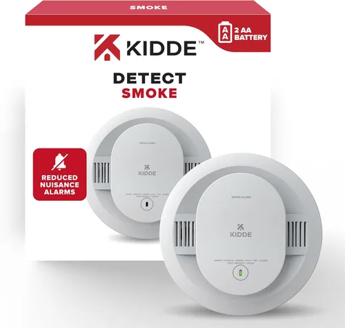 Kidde Detector de humo, luces LED de estado alimentadas por pilas AA, alarma de 85 dB, 5 pulgadas, 20SDR, 1 paquete