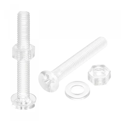 Miniatura 9 de uxcell Tornillos de máquina Phillips de plástico M4 x 0.787 in con tuercas y arandelas planas, pernos de máquina de cabeza plana de PC