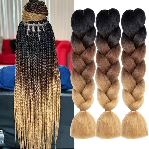 Miniatura 8 de Beige (613#) 6 paquetes de cabello trenzado de 24 pulgadas, de fibra sintética, sin picazón, extensiones de cabello para trenzar jumbo, textura