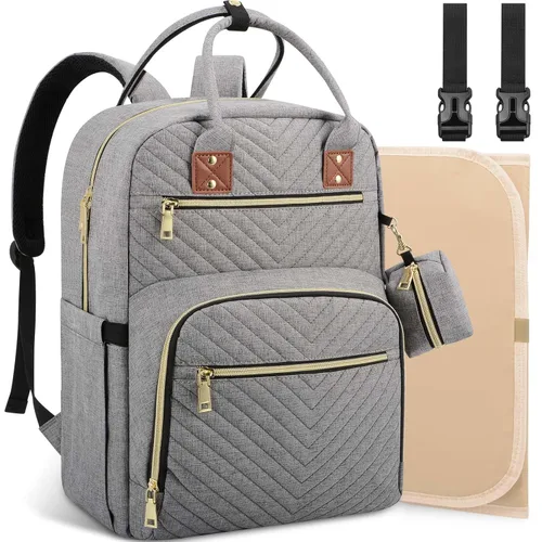 Miniatura 8 de Tenot Mochila para pañales de bebé, bolsas de pañales de viaje para niñas y niños, bolsa de bebé de gran capacidad, mochila para mujeres