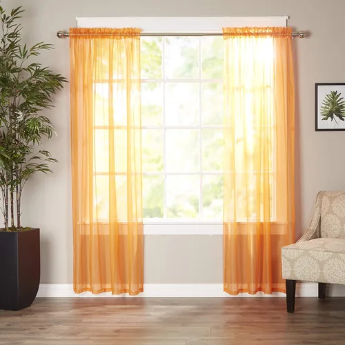 Miniatura 31 de Elegant Comfort - Cortinas transparentes de lujo con bolsillo para barra para cocina, dormitorio y sala de estar, Microfibra, Beige