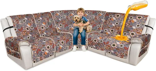 Miniatura 12 de ALIECOM Fundas de sofá modular reclinable en forma de L, 100% impermeables, fundas para sofá seccional, fundas lavables con estampado, protector
