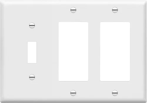 ENERLITES - Placa de pared combinada para interruptor de palanca simple/interruptor de palanca doble decorativo, tamaño estándar 3 bandas (4.5" x 1.