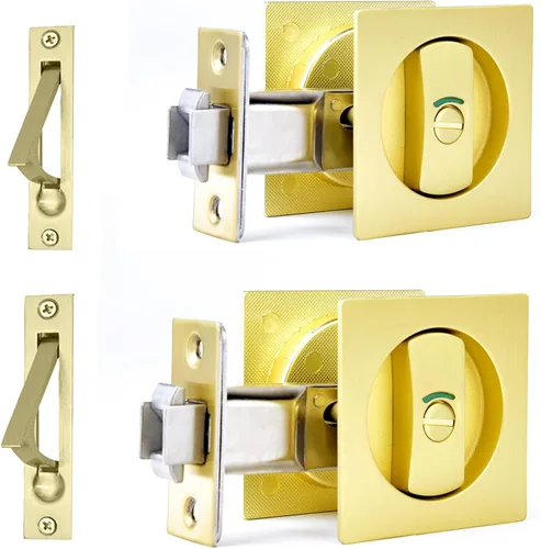 Miniatura 20 de Dontay Cerradura de indicadores codificados por color para puerta de bolsillo, cerradura de manijas de privacidad (cama/baño), fondo de 2-3/8 Negro