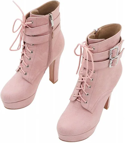 Miniatura 2 de XIEDA Botines de tacón alto con cordones y cremallera lateral para mujer