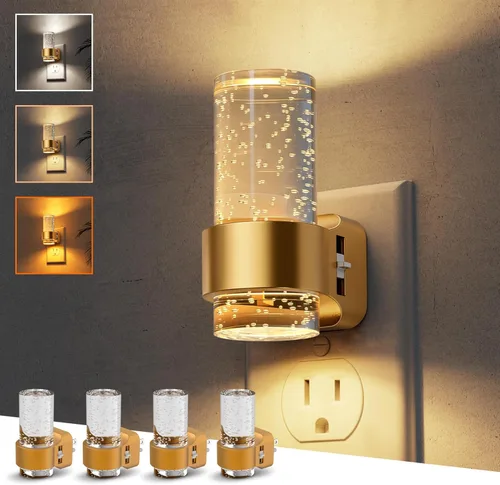 Miniatura 42 de Luces nocturnas que se enchufan a la pared, luz nocturna que cambia de color con enchufe giratorio, sensor de luz del atardecer al amanecer y brillo