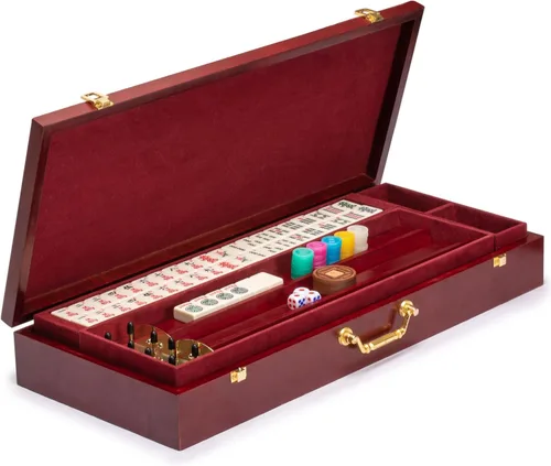 Miniatura 4 de Juego de Mahjong americano con 166 fichas con repisa. Clásico.
