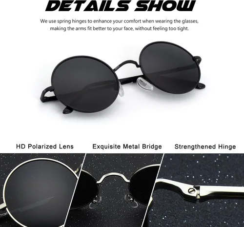 Miniatura 34 de CGID Gafas de sol unisex polarizadas redondas E01 Lennon