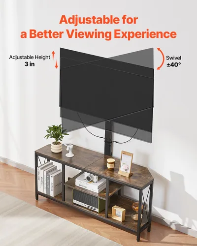 Miniatura 5 de VEVOR Soporte de TV de 45 pulgadas con soporte para televisores de hasta 75 pulgadas, centro de entretenimiento con toma de corriente y luces LED