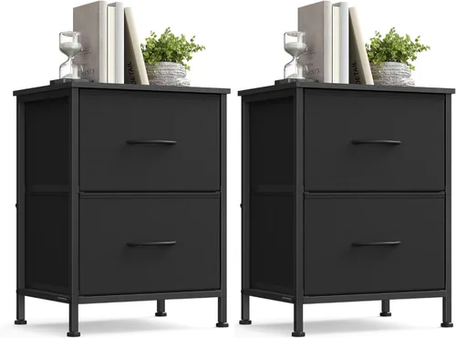 Miniatura 8 de SONGMICS Cajonera para dormitorio, cómoda con cajones, mesita de noche, acero, MDF, 2 cajones de tela no tejida, unidad organizadora