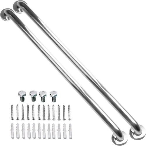 Miniatura 13 de Paquete de 2 barras de agarre negras para ducha de 24 pulgadas, mango de acero inoxidable para baño, barra de equilibrio de ducha de baño, soporte