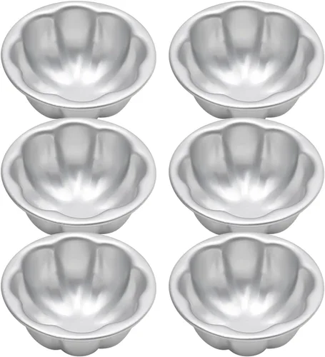 Miniatura 3 de 6 moldes de tarta de huevo de aleación de aluminio, tartaletas para hornear, forma de flor, antiadherentes, moldes para tartas de huevo, 3.5 x 1.6