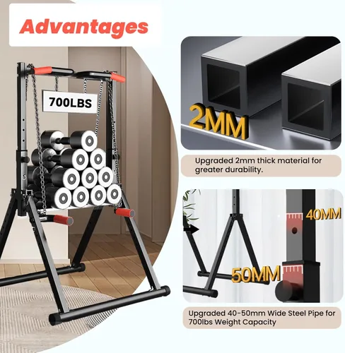 Miniatura 5 de DOBESTS Power Tower Pull Up Bar Free Standing, Adjustable Foldable Pull Up Station, Home Gym Strength Training Equipment 700LBS Black Style 1
