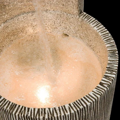 Miniatura 9 de Alpine Corporation GIL1482 - Fuente de agua de piedra envejecida de 3 niveles para exteriores de 41 pulgadas con aspecto de piedra natural, Gris