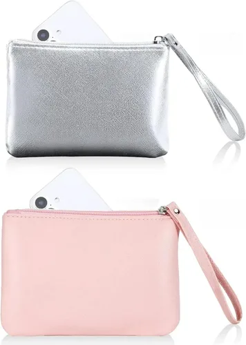 Miniatura 11 de Paquete de 2 pequeñas bolsas de maquillaje con cremallera para bolso, lápiz labial, organizador de maquillaje de viaje para mujeres, productos Negro