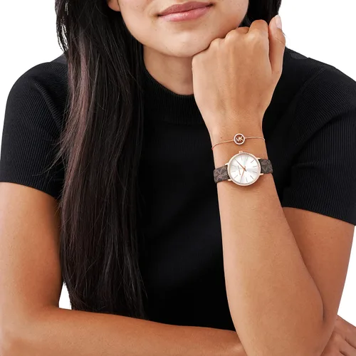 Miniatura 4 de Michael Kors Mini reloj Pyper de dos manos de acero inoxidable para mujer MK4588 - Reloj de malla de acero inoxidable de dos manecillas