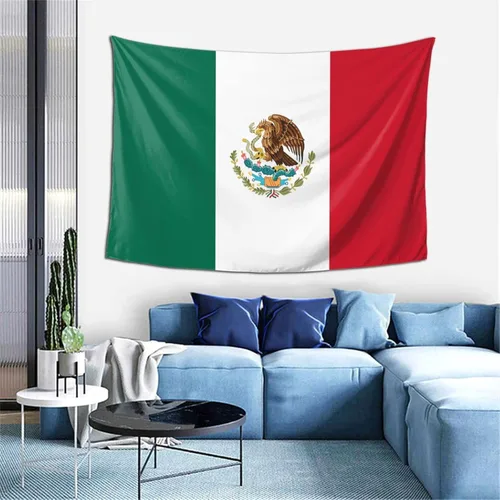 Miniatura 9 de JUHIOPOI Tapiz de pared con bandera de México, arte nocturno mexicano para decoración de pared lateral de dormitorio, (60 x 40 pulgadas)