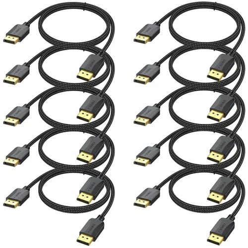 Miniatura 10 de Cable DisplayPort a DisplayPort de 3 pies, trenzado, paquete de 2 adaptadores de puerto de pantalla DP macho a macho 4K, 2 k@165 Hz/144 Hz/120 Hz